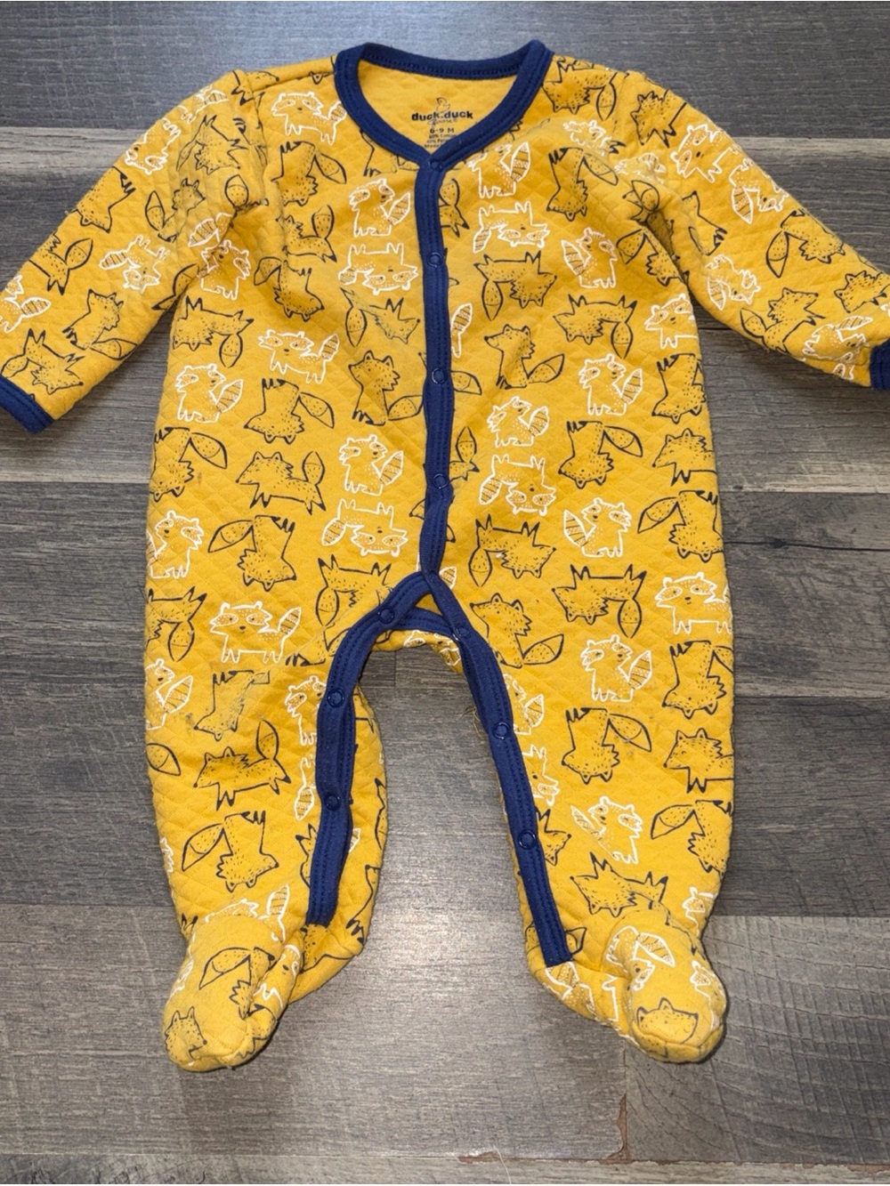 Cozy Cotton Blend Duck Duck Goose Boys Fox Print Sleeper Size 6-9 Months